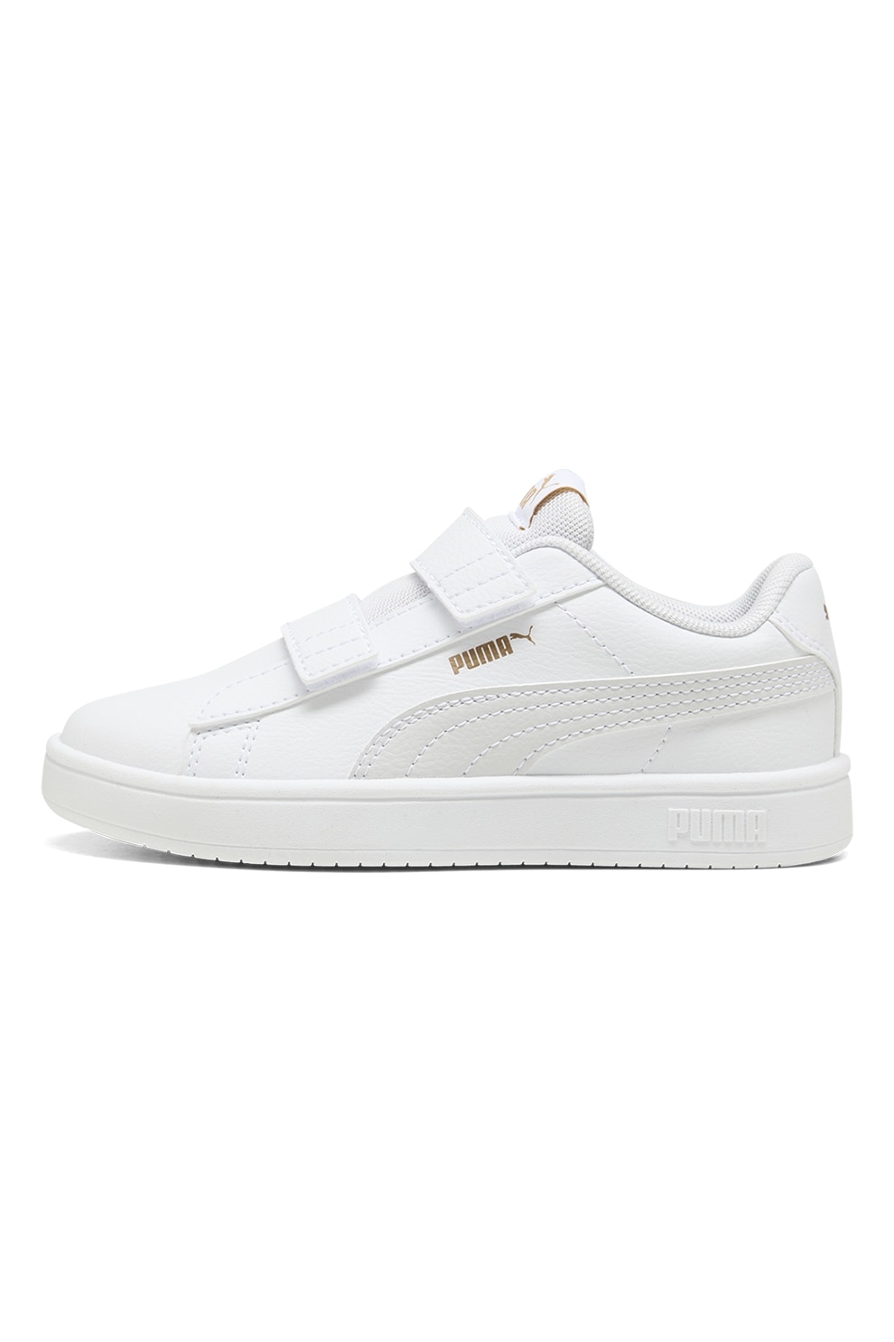 Puma, Pantofi sport Rickie Classic cu velcro, Alb optic, Alb murdar, 27.5 EU