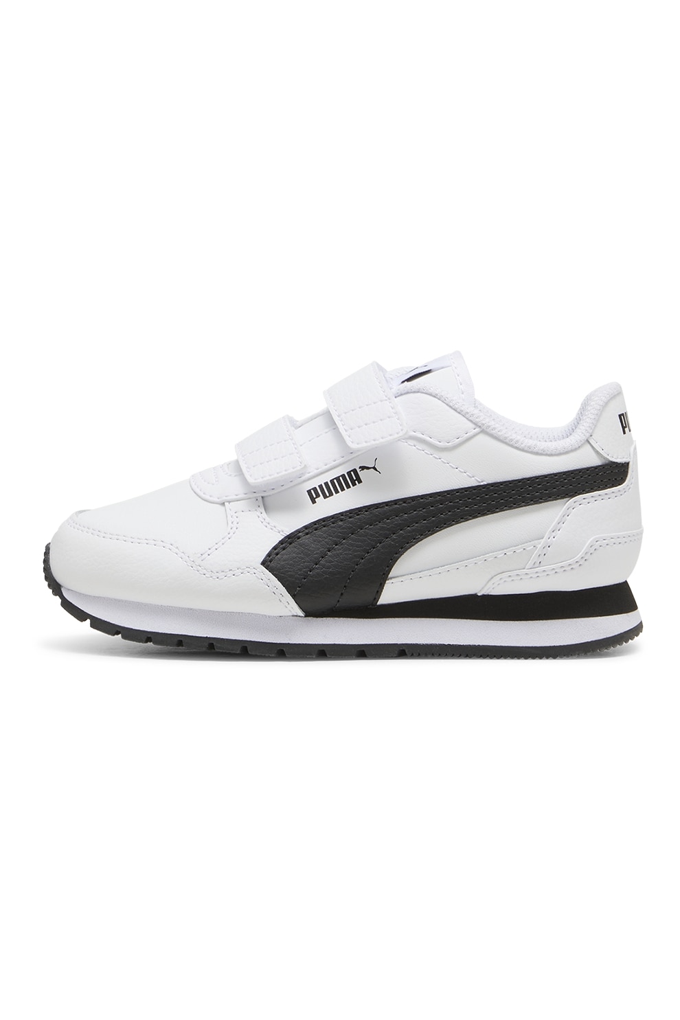 Puma, Pantofi sport ST Runner v4 cu inchidere velcro, Negru, Alb optic, 31 EU