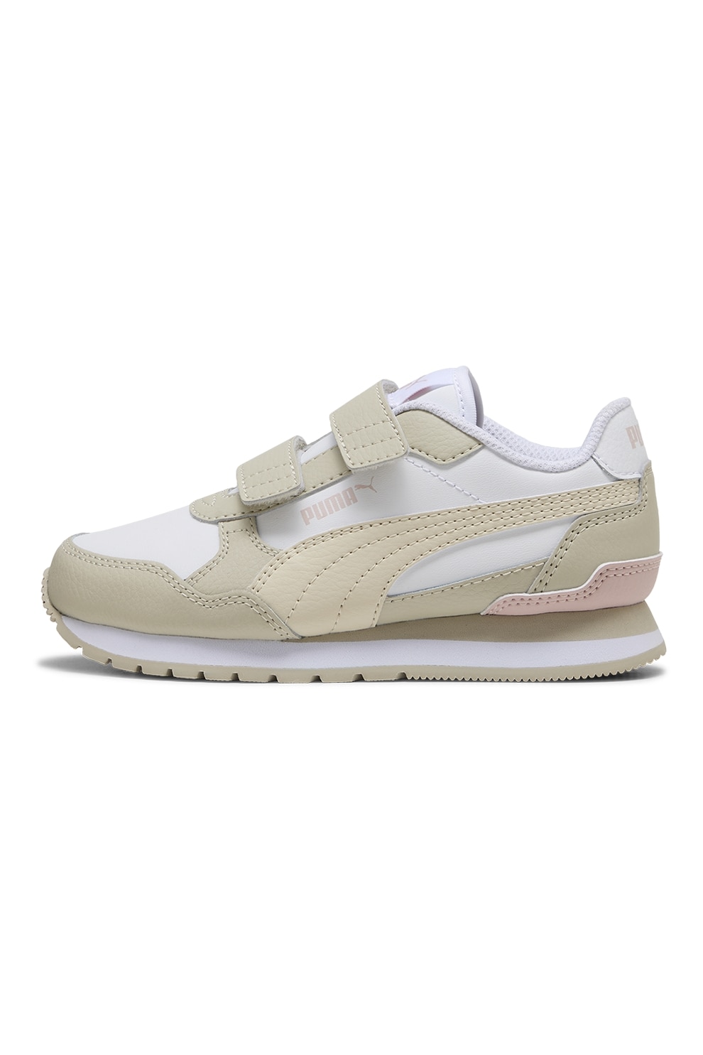 Puma, Pantofi sport ST Runner v4 cu inchidere velcro, Alb, Bej deschis, 27.5 EU
