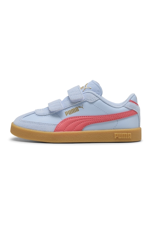 Puma, Pantofi sport Club II Era V PS cu velcro, Rosu/Albastru pastel