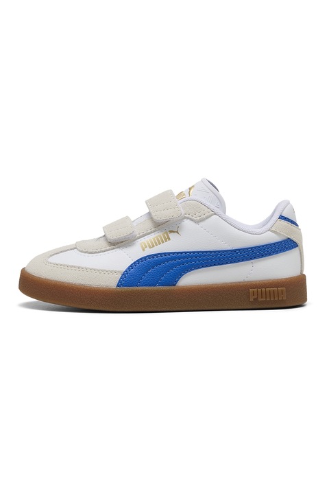 Puma, Pantofi sport Club II Era V PS cu velcro, Alb/Alb fildes/Albastru royal
