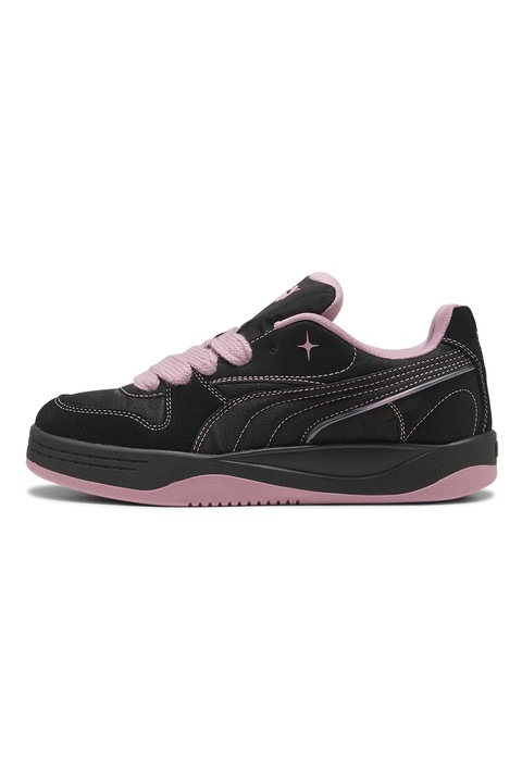 Puma, Pantofi sport Park Luna cu cusaturi contrastante, Negru/Roz deschis