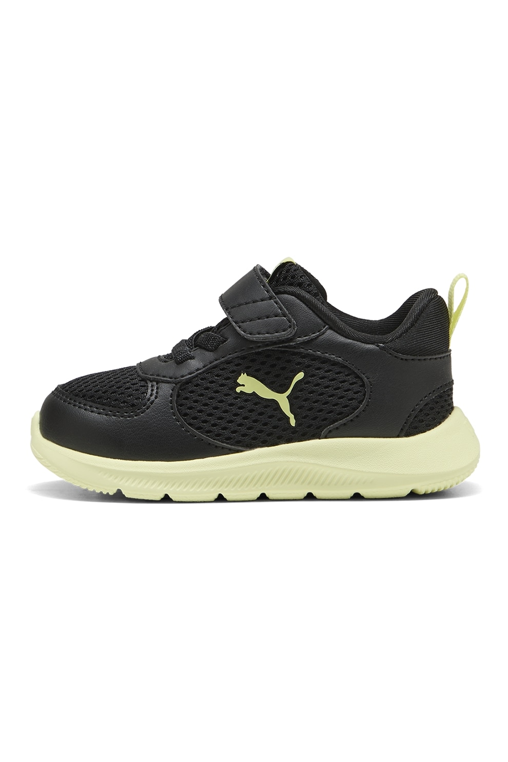 Puma, Pantofi sport Fun Racer 2 AC+ cu velcro, Negru, Galben pal, 22 EU