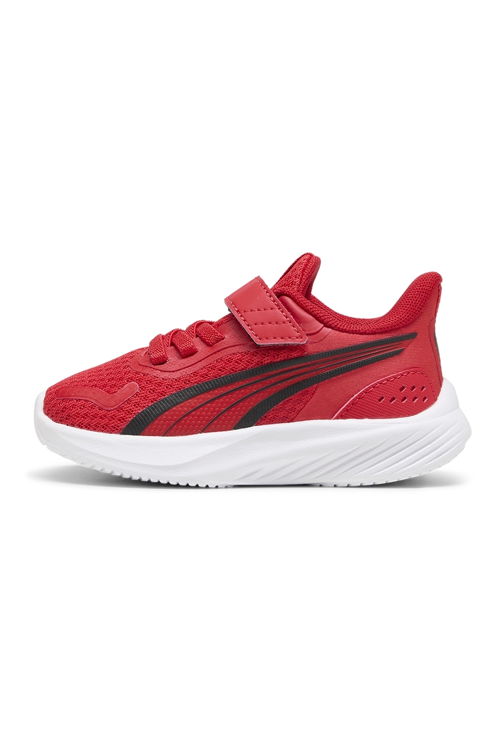 Puma, Pantofi sport Pounce AC+ cu velcro, Rosu, Alb, Negru, 25 EU