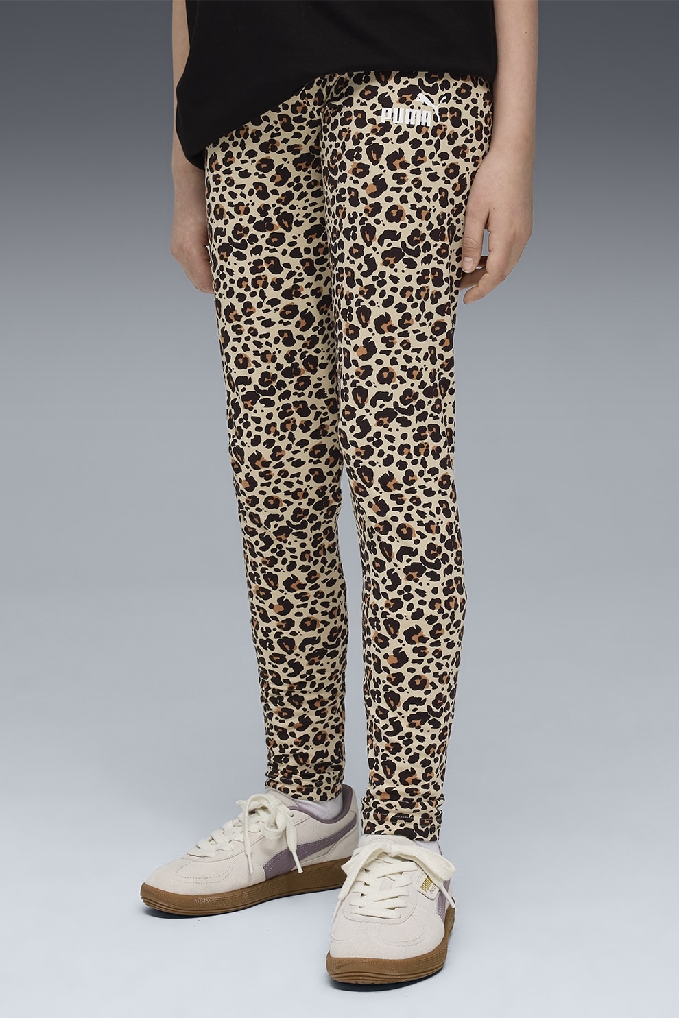 Puma, Colanti cu animal print ESS, Negru, Maro deschis, 152 CM