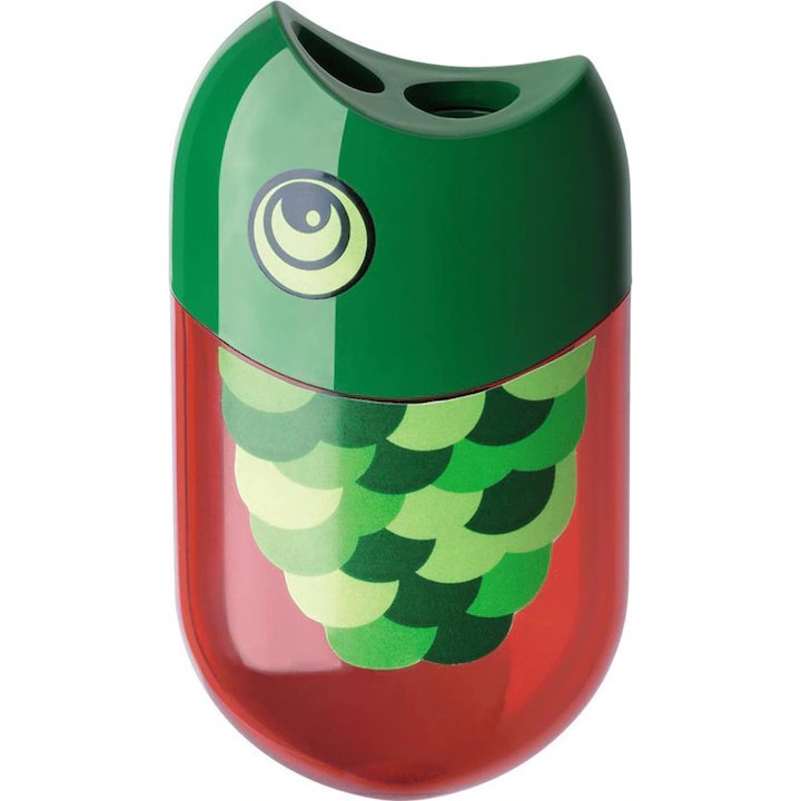 Dupla hegyező radírral, zöld, 2 lyuk, tartállyal