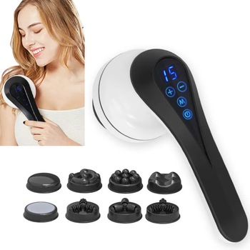 Aparat de Masaj Anticelulitic cu Acumulator, 8 Capete Interschimbabile, 5 Moduri, 6 Trepte de Intensitate