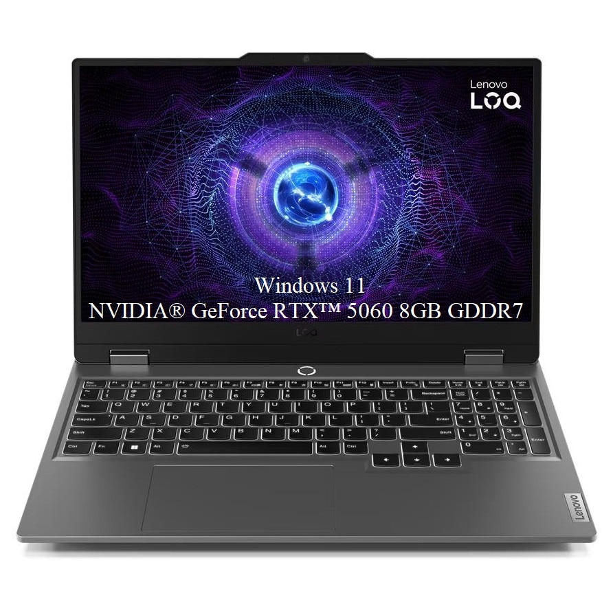 Laptop Lenovo LOQ 15IRX10, 15.6" FHD 1920x1080 IPS 144Hz, Intel Core i5-13450HX 10-core, 48GB DDR5, 2 x 2TB SSD m2 PCIe, NVIDIA GeForce RTX 5060 8GB GDDR7, Windows 11 Home, 2.40 kg Luna Grey