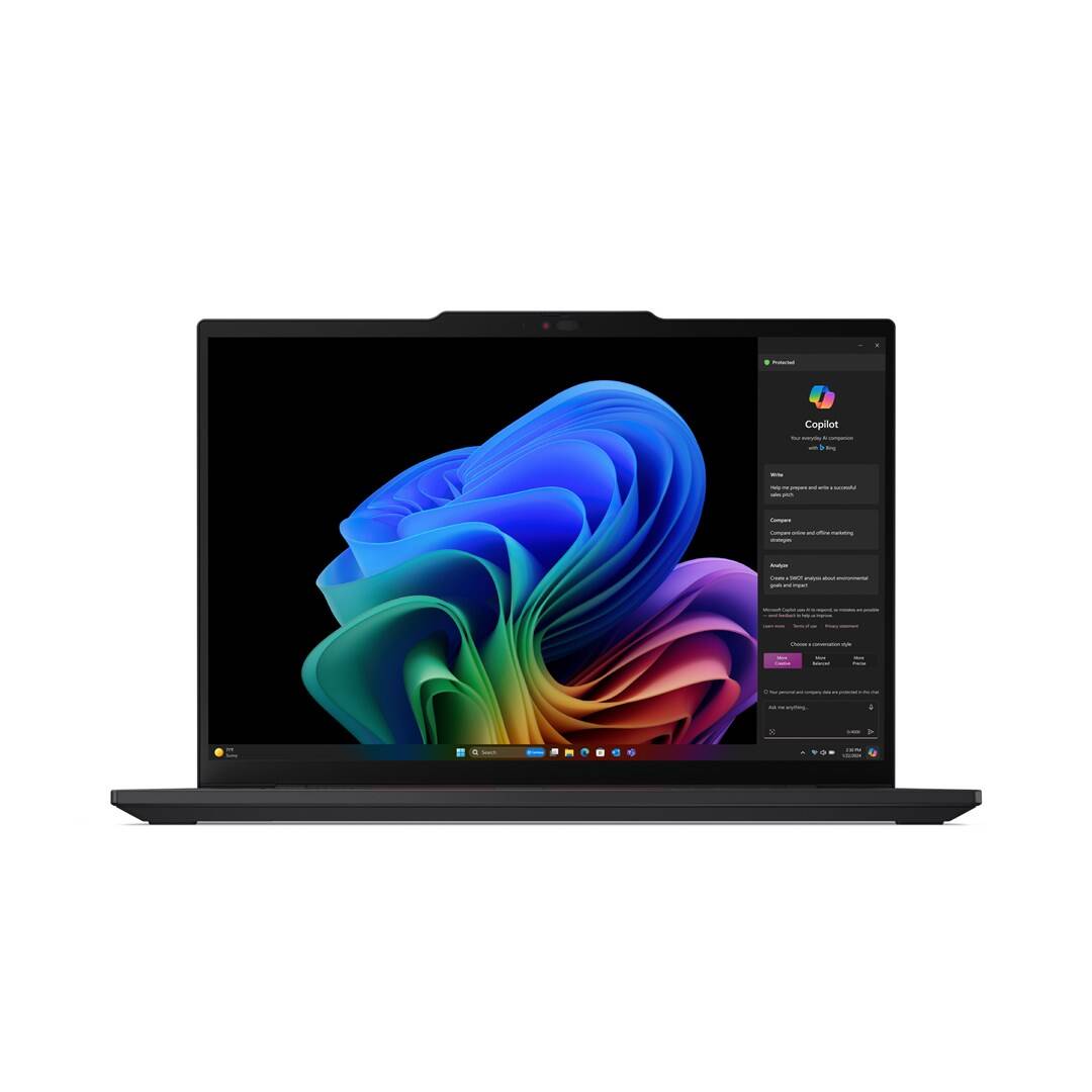 Laptop Lenovo ThinkPad T14s Gen 6 Snapdragon Copilot+ X1E-78-100 14inch Touchscreen WUXGA 32GB LPDDR5x 1TB SSD Wi-Fi 7 (802.11be) Windows 11 Pro US Negru