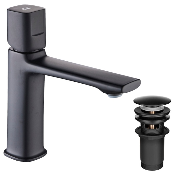 umywalkowa elem, LAVEO, Tores, fekete, 12,5 cm x 17,6 cm, parafával KLIK-KLAK