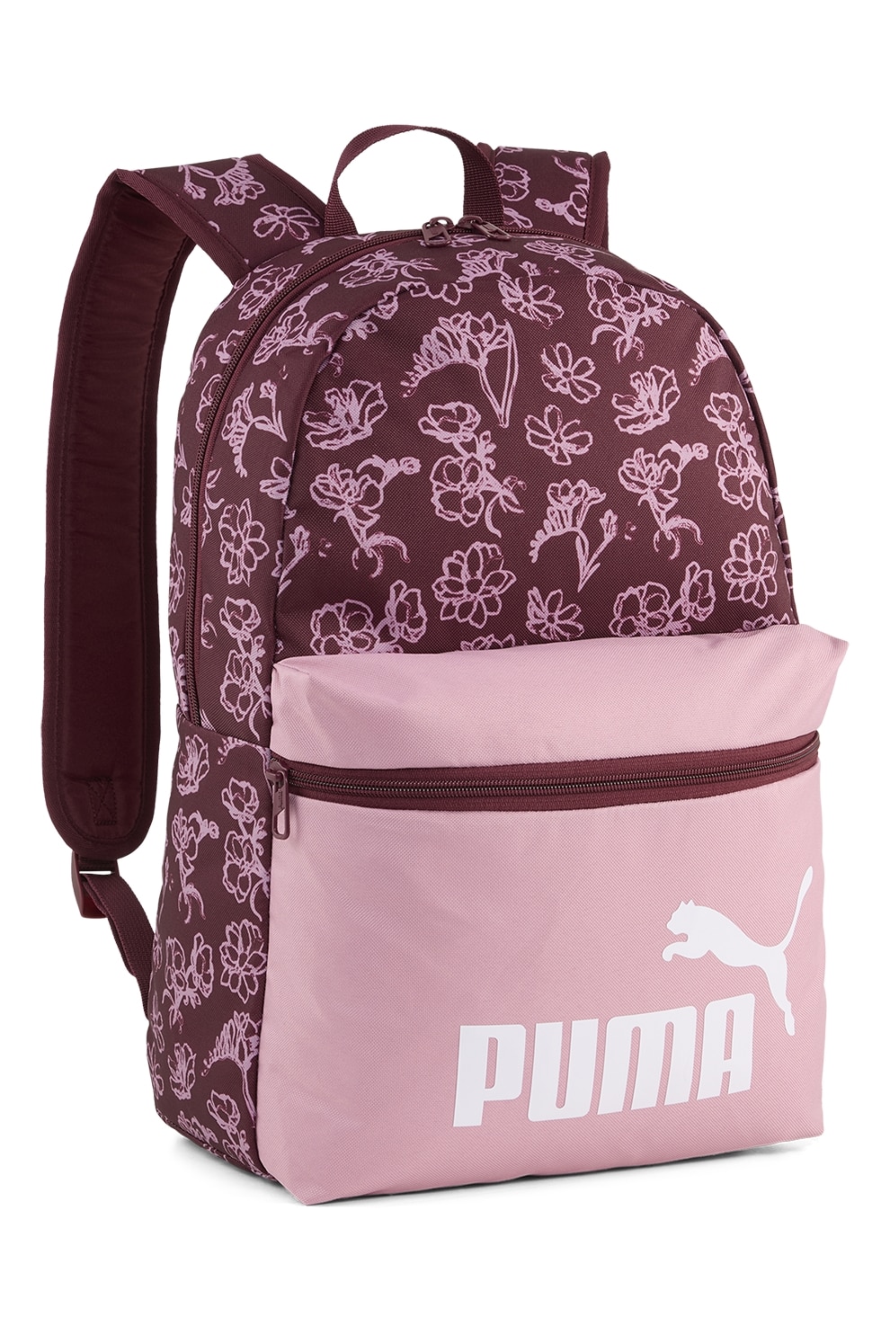 Puma, Rucsac cu imprimeu logo Phase - 22L, Visiniu, Roz pastel