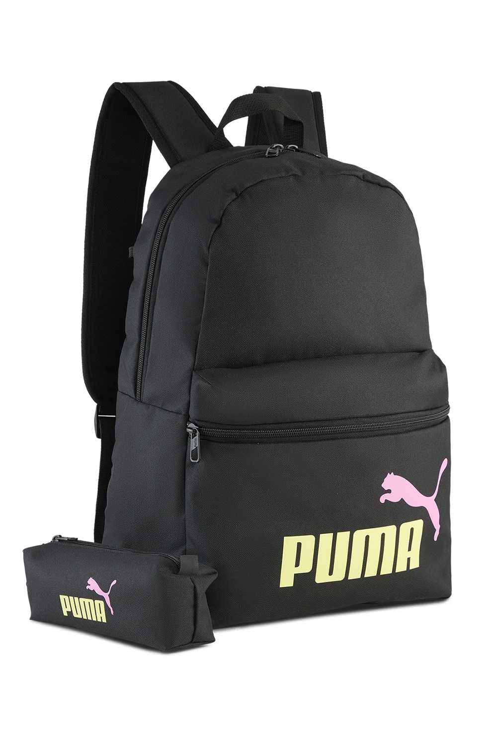 Puma, Rucsac cu logo, Negru, Galben pai