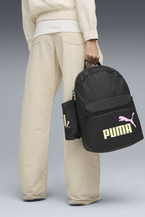 Puma, Rucsac cu logo, Negru, Galben pai