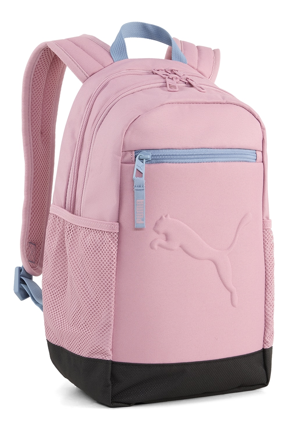 Puma, Rucsac mic din material textil cu logo in relief Buzz, Negru, Roz pastel