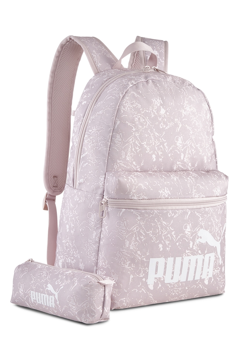 Puma, Set de rucsac si penar Phase - 20L, Alb, Roz prafuit