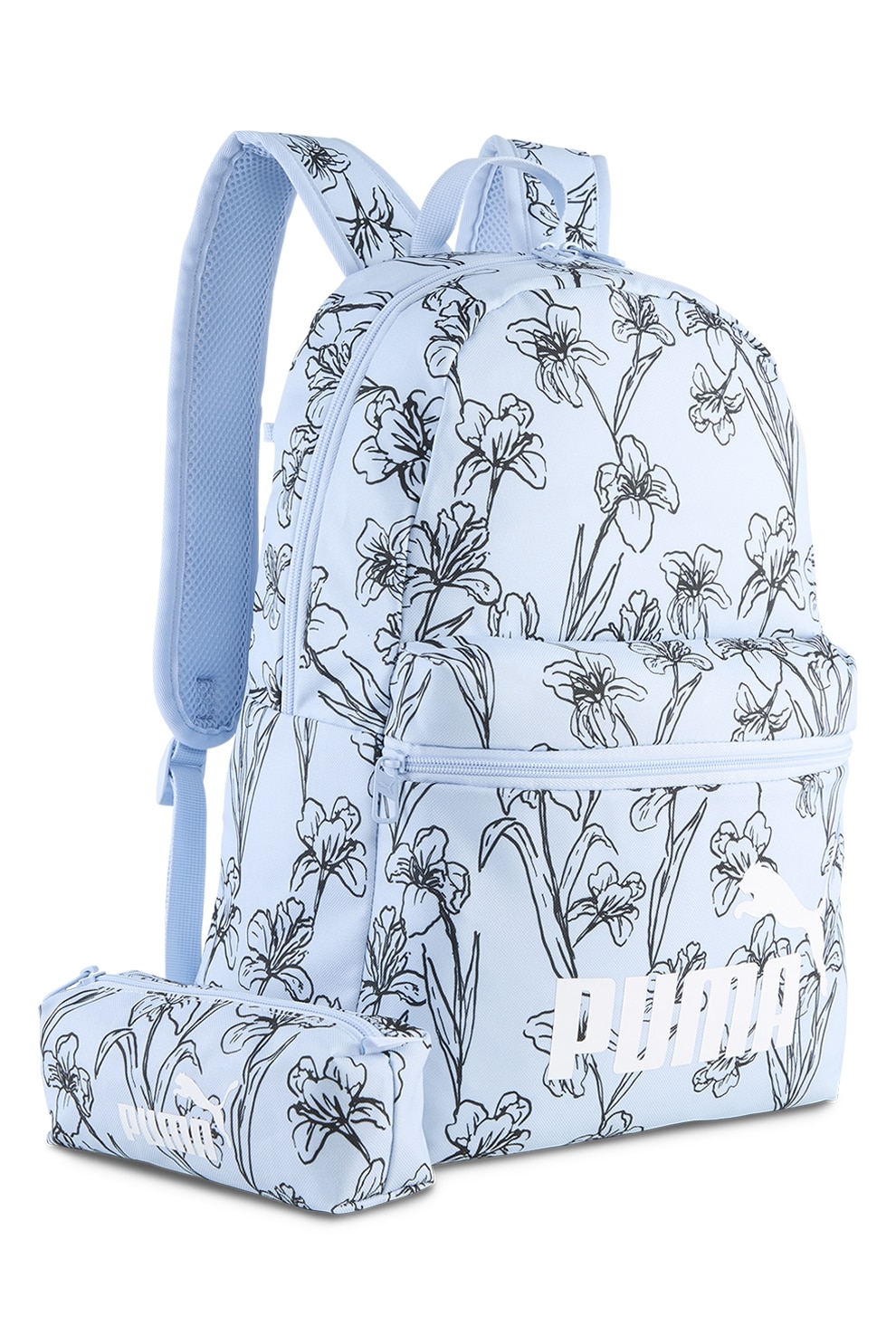 Puma, Set de rucsac si penar Phase - 20L, Negru, Albastru azur