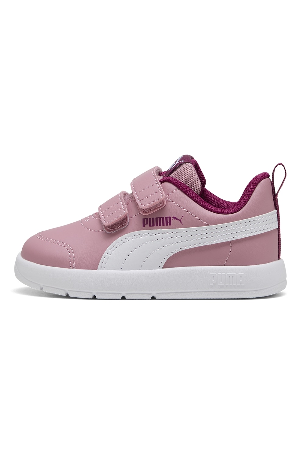 Puma, Pantofi sport Courtflex din piele ecologica cu velcro, Roz, 24 EU