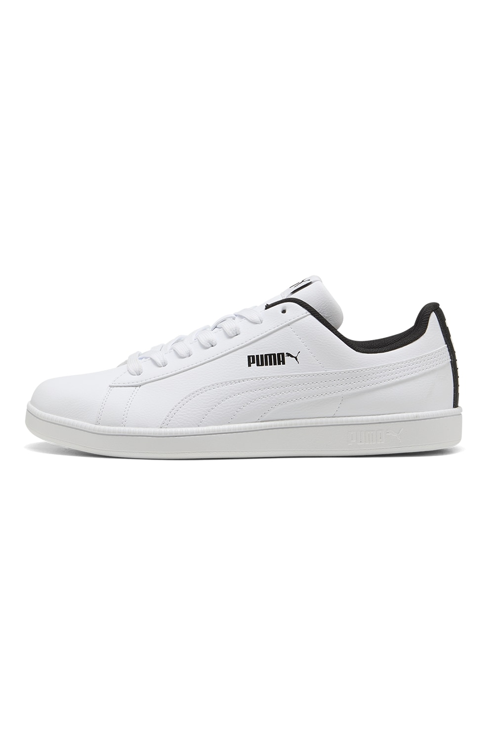 Puma, Pantofi sport de piele ecologica cu talpa plata, Negru, Alb optic, 7