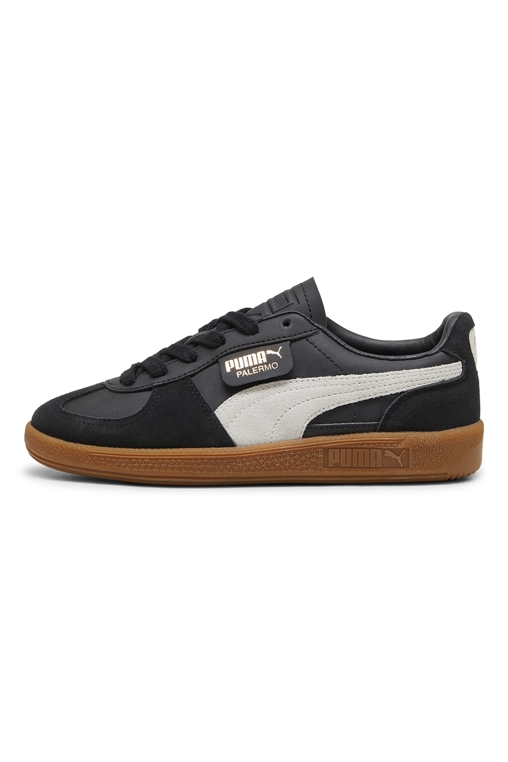 Puma, Pantofi sport Palermo de piele intoarsa si ecologica, Alb, Negru, 39 EU