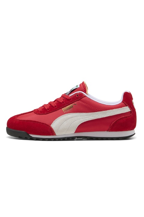 Puma, Pantofi sport Arizona cu garnituri de piele intoarsa, Rosu