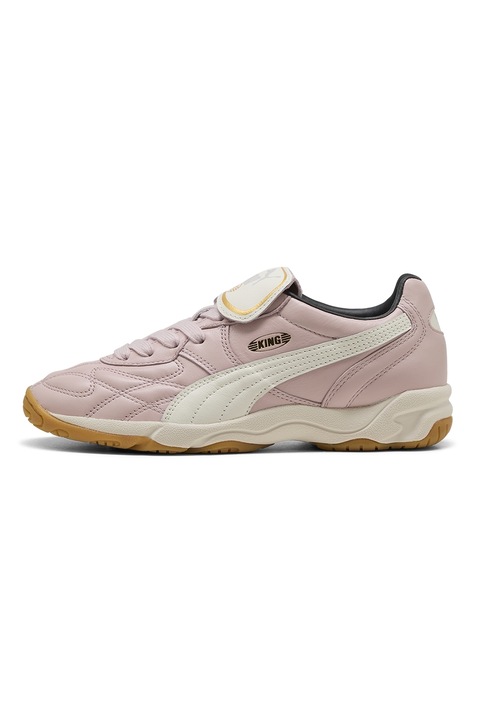 Puma, Pantofi sport King de piele cu logo, Roz prafuit