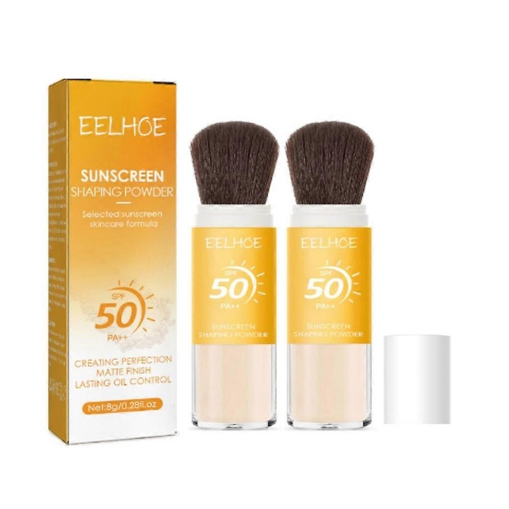 Set 2 Pudre de fixare cu protectie solara, EELHOE, SPF 50, Finisaj mat