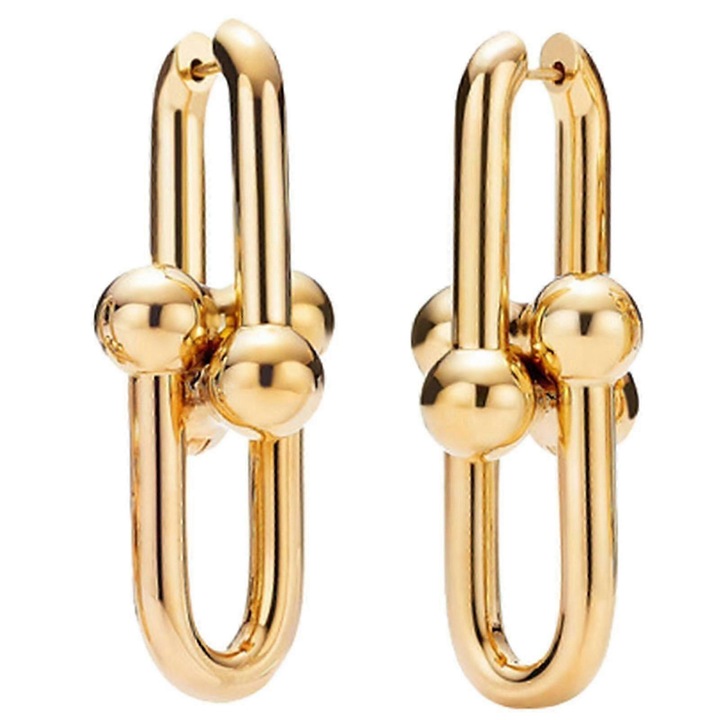 Cercei U, Cupru placat cu aur, Forma de potcoava 2 cm, Auriu