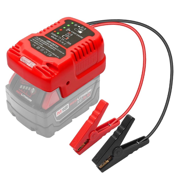 Redresor auto portabil, 18V, cabluri de pornire, rosu, 1.2ft