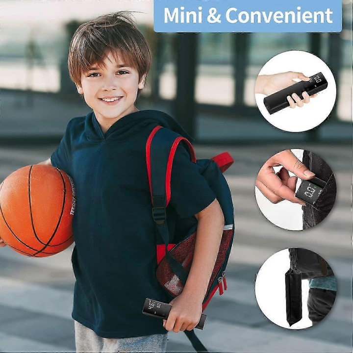 Pompa electrica de umflat mingi, portabila, cu manometru digital, design compact, 6.29x1.57x1.57inch, acumulator 2000mAh