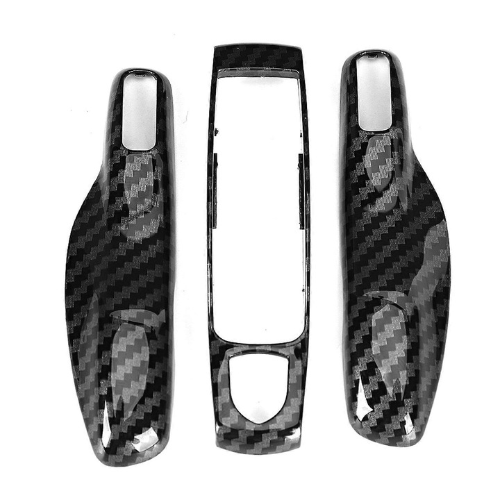 Set 3 bucati capac cheie auto, carbon fiber, pentru Porsche Cayenne, 911, Macan, Boxster, Cayman