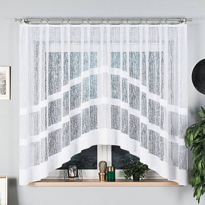 Завеса Markizeta WIKTORIA бял жакард 310x160см с декоративен изрез