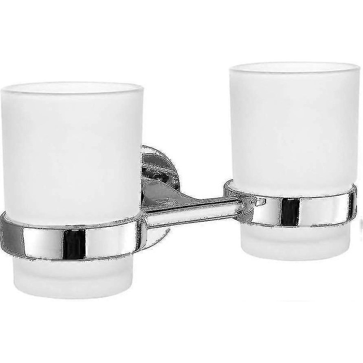 Rozsdamentes acél fogkefetartó, modern design, falra szerelhető, fürdőszobába