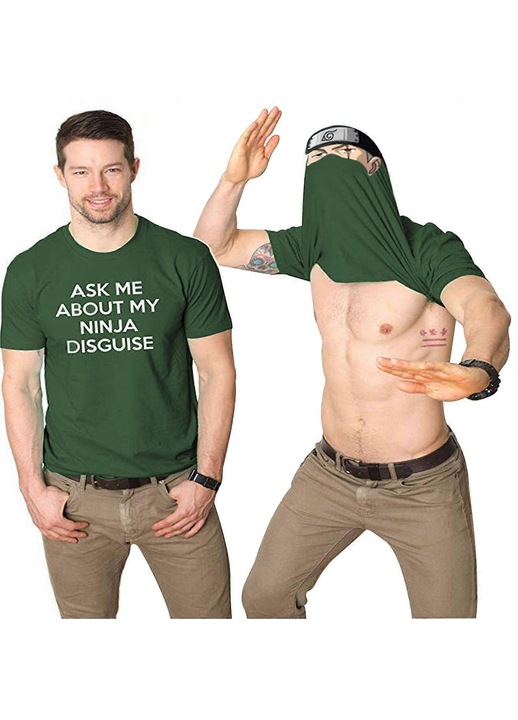 Férfi póló vicces mintával, Zöld