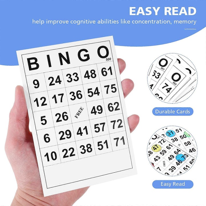 Set 60pcs Bingo, jocuri de societate, hartie acoperita, durabil