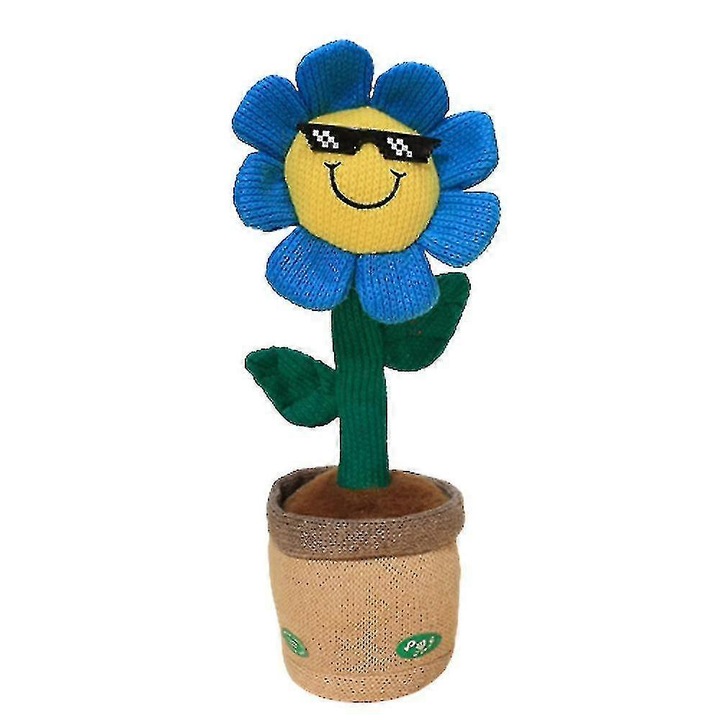 Jucarie de plus dansatoare, floarea-soarelui albastra, 33x13x13cm
