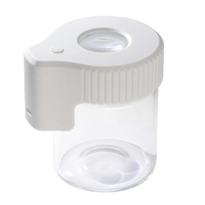 Borcanas sigilat din sticla cu iluminare LED, USB reincarcabil, diametru 6.5cm, inaltime 8.3cm