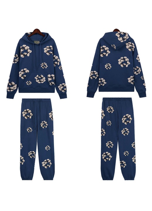 Costum dama, set, pantaloni sport, imprimeu poliester, Bleumarin