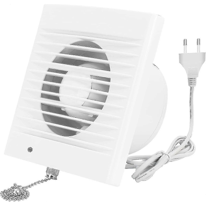 Ventilator de evacuare 150 mm 18 w 320 m/h cu supapa si intrerupator cu lant, fereastra si ventilator pentru bucatarie baie sera garaj - 6 inch