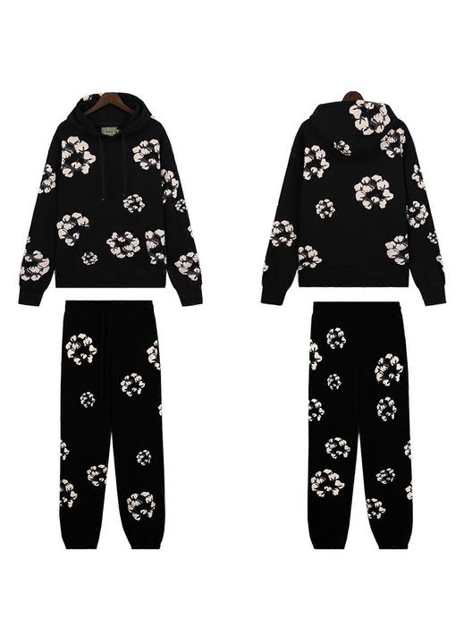 Costum dama, set, pantaloni sport, imprimeu poliester, Negru