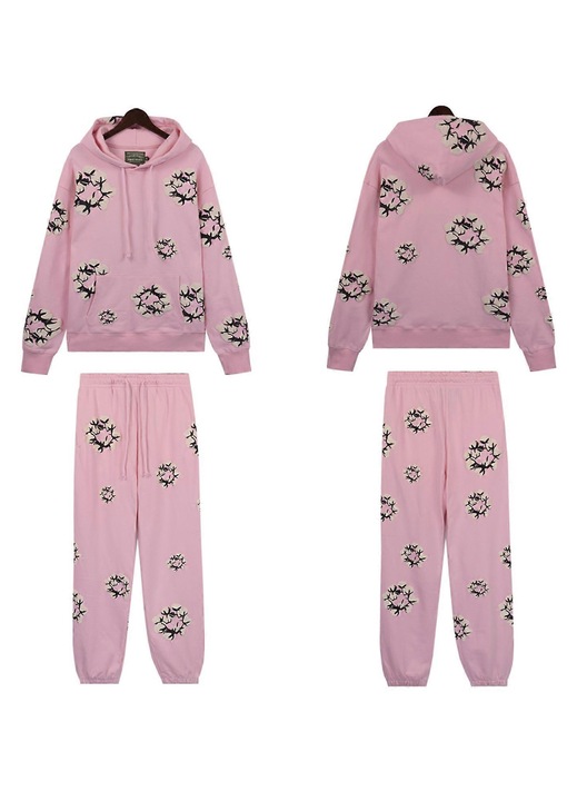 Costum dama, set toamna, pantaloni sport cu imprimeu, poliester, Roz