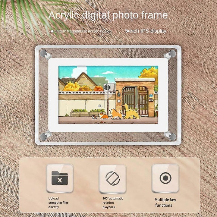 Rama foto digitala 5 inch, 4GB, 1080x1080, alb, cu baterie 1200mAh