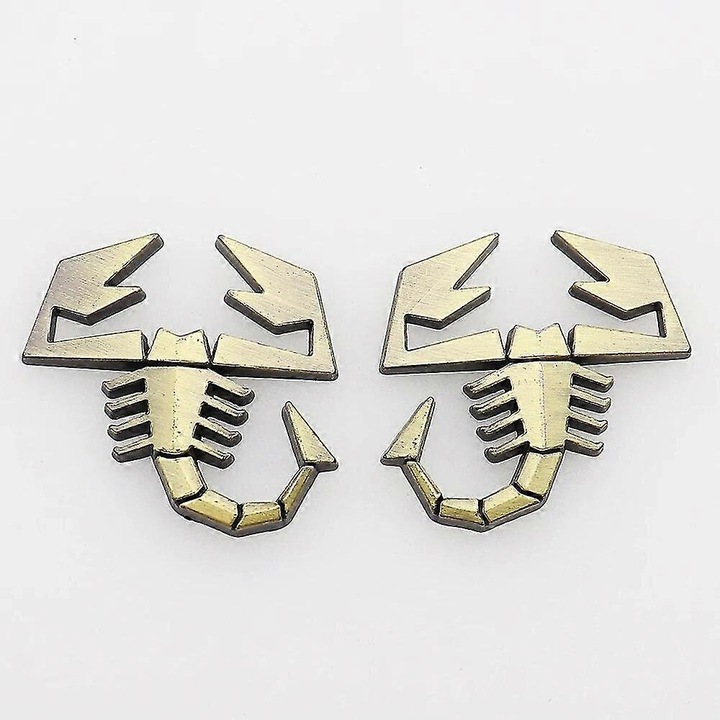 Autocolant 3D metalic Abarth pentru masina, aurie mat, accesorii auto