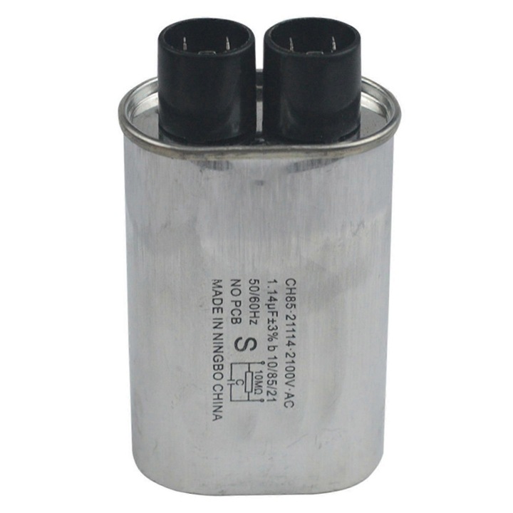 Кондензатор, 1.14F, 2100V, За микровълнови фурни, 9.5 x 5.2 см, Сив