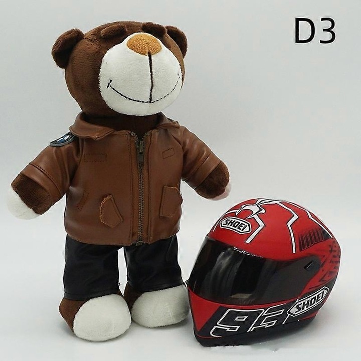 Set jucarii de plus, decor cu motocicleta, 30cm si 16cm, unisex, multicolor
