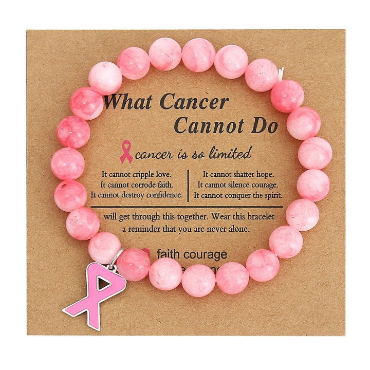 Bratara din pietre naturale cu panglica, roz, set pentru femei si fete