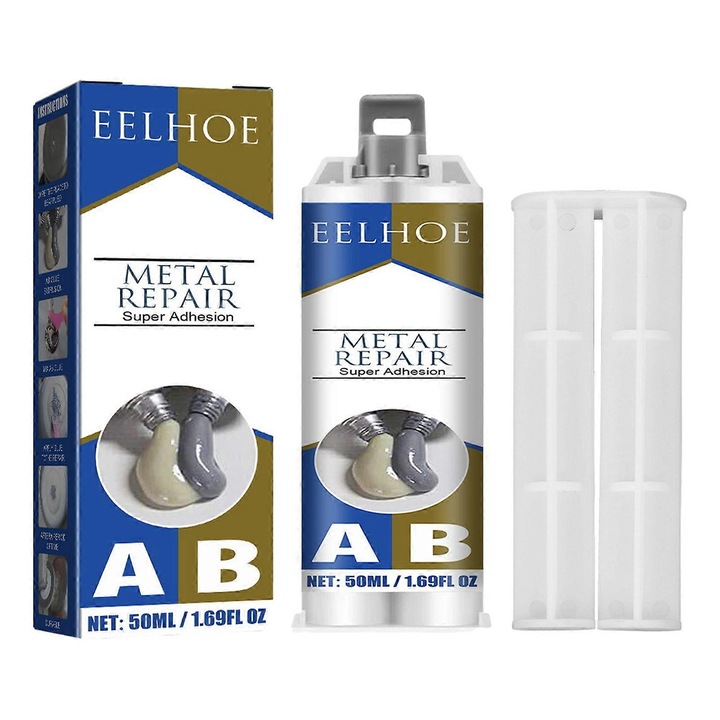 Adeziv metalic, 50ml, rezistenta la caldura, impermeabil, uscare rapida, AB