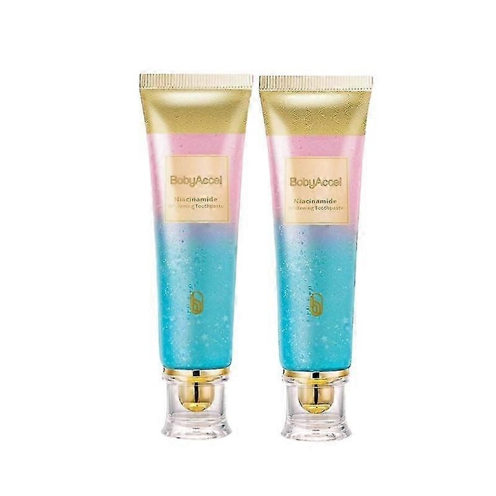 Fogfehérítő és folteltávolító fogkrém, BodyAccel, 100g, 2 darab, Niacinamide