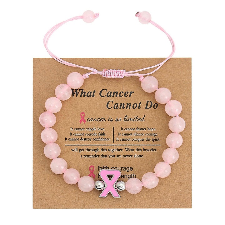 Bratara din pietre naturale cu panglica, roz, set pentru femei si fete