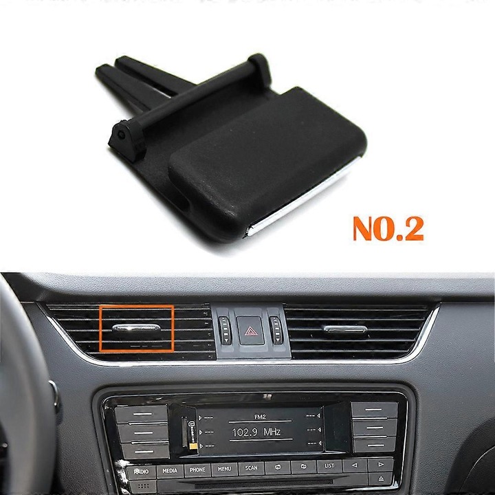 Clip reglabil pentru grila de aer conditionat Skoda Octavia 2015-2021, negru, 4.5x4.5x0.8cm