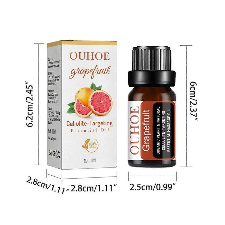 Fogyókúrás illóolaj, Ouhoe, 10ml, természetes formula, cellulitiszre, 6.2x2.8x2.8cm